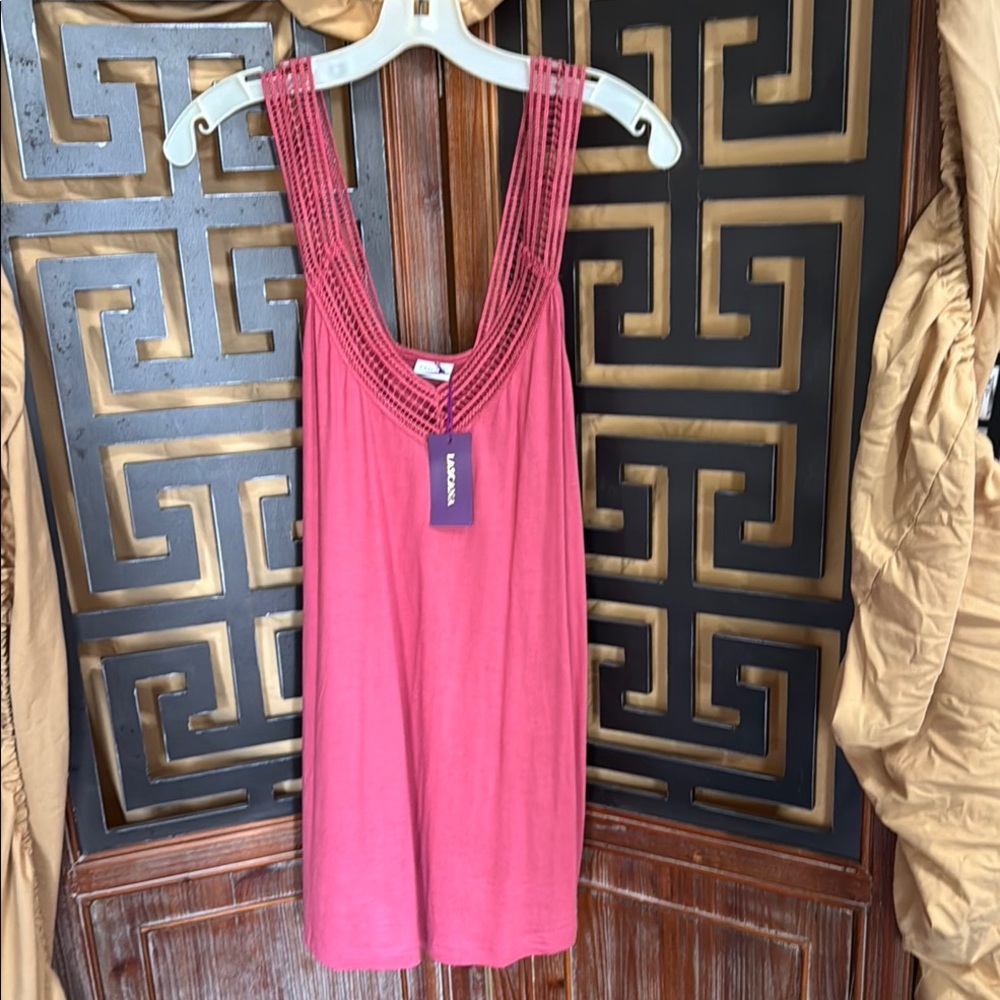Coral Pink Sleeveless Tank Top with Cut Outs on straps